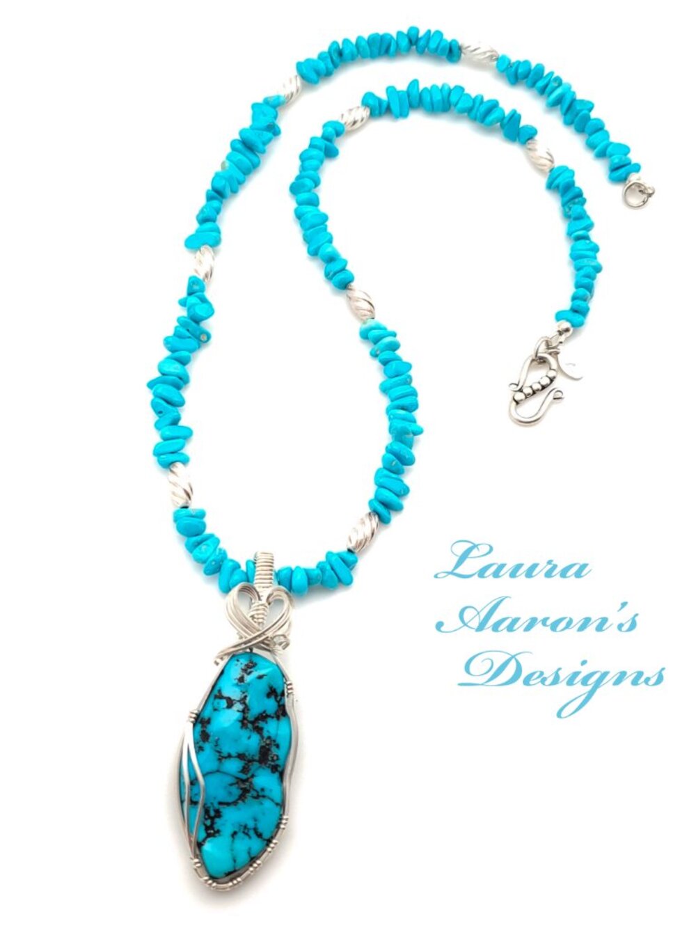 Handcrafted Sleeping Beauty Mine Turquoise Necklace, .925 Silver